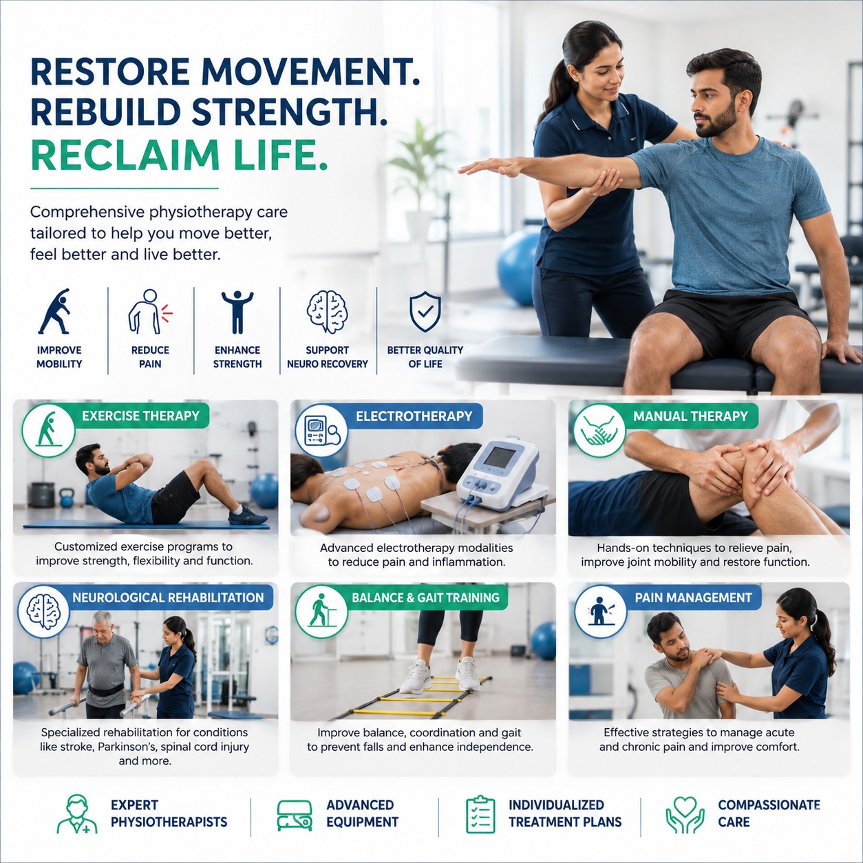 Physiotherapist assisting patient with mobility exercises
