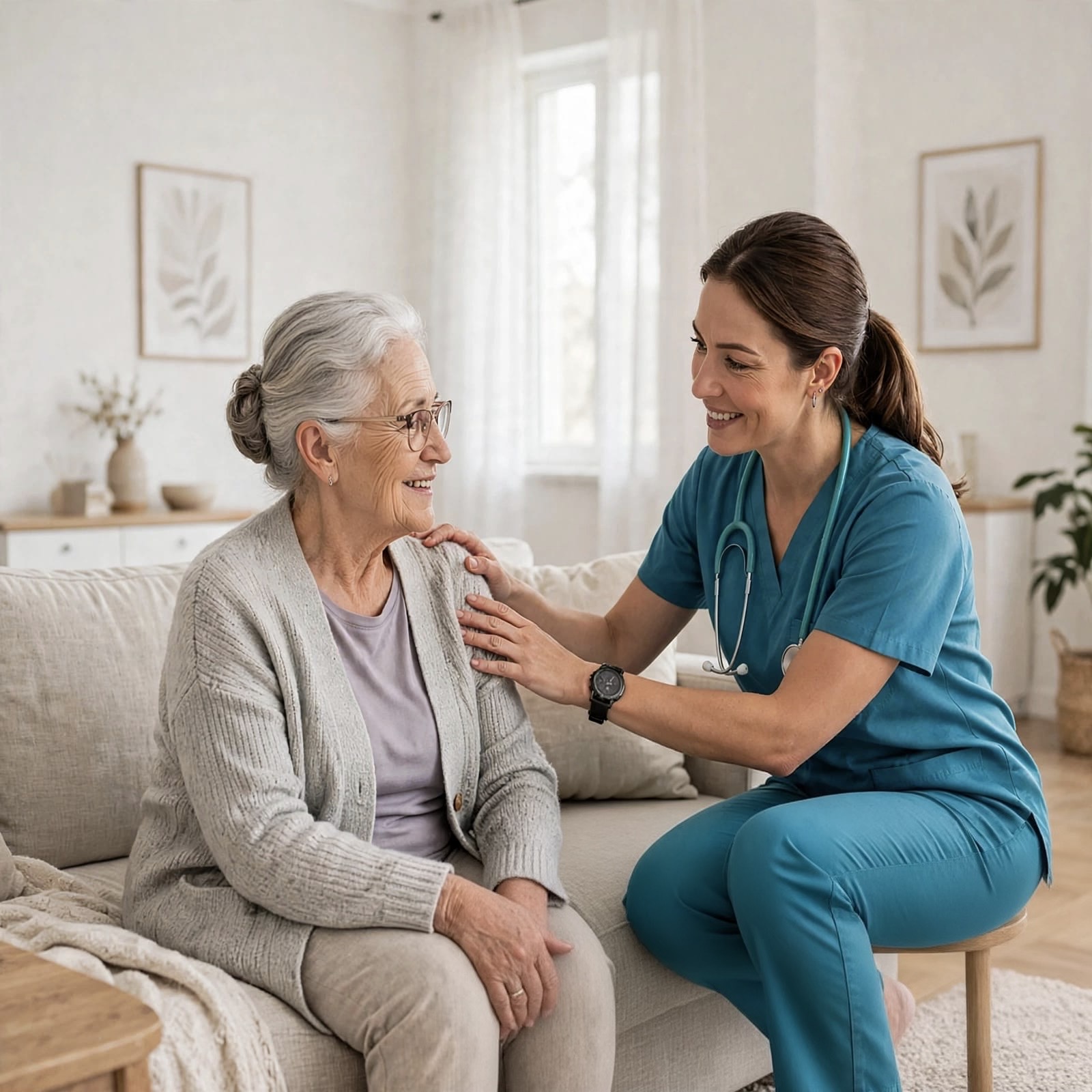 In-Home Physiotherapy - Therapist helping patient at home