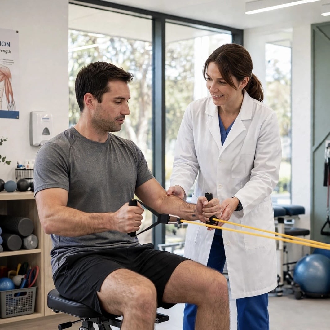 Musculoskeletal Treatment - Physiotherapist stretching arm